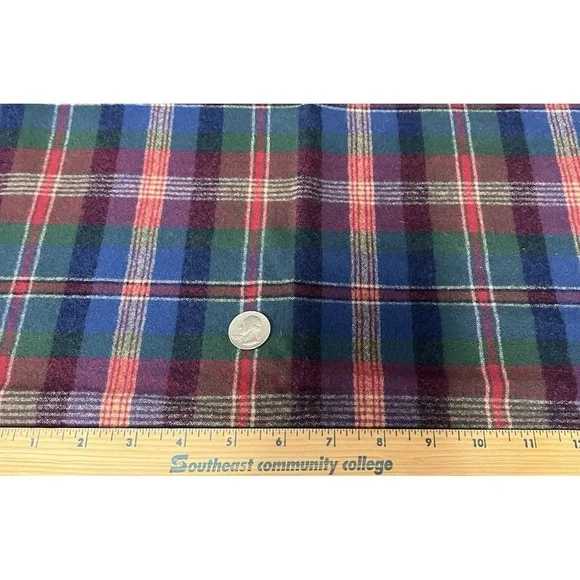 Quilt Craft Fabric Wool Multicolor Plaid Material Blue Red Green White - Picture 1 of 7
